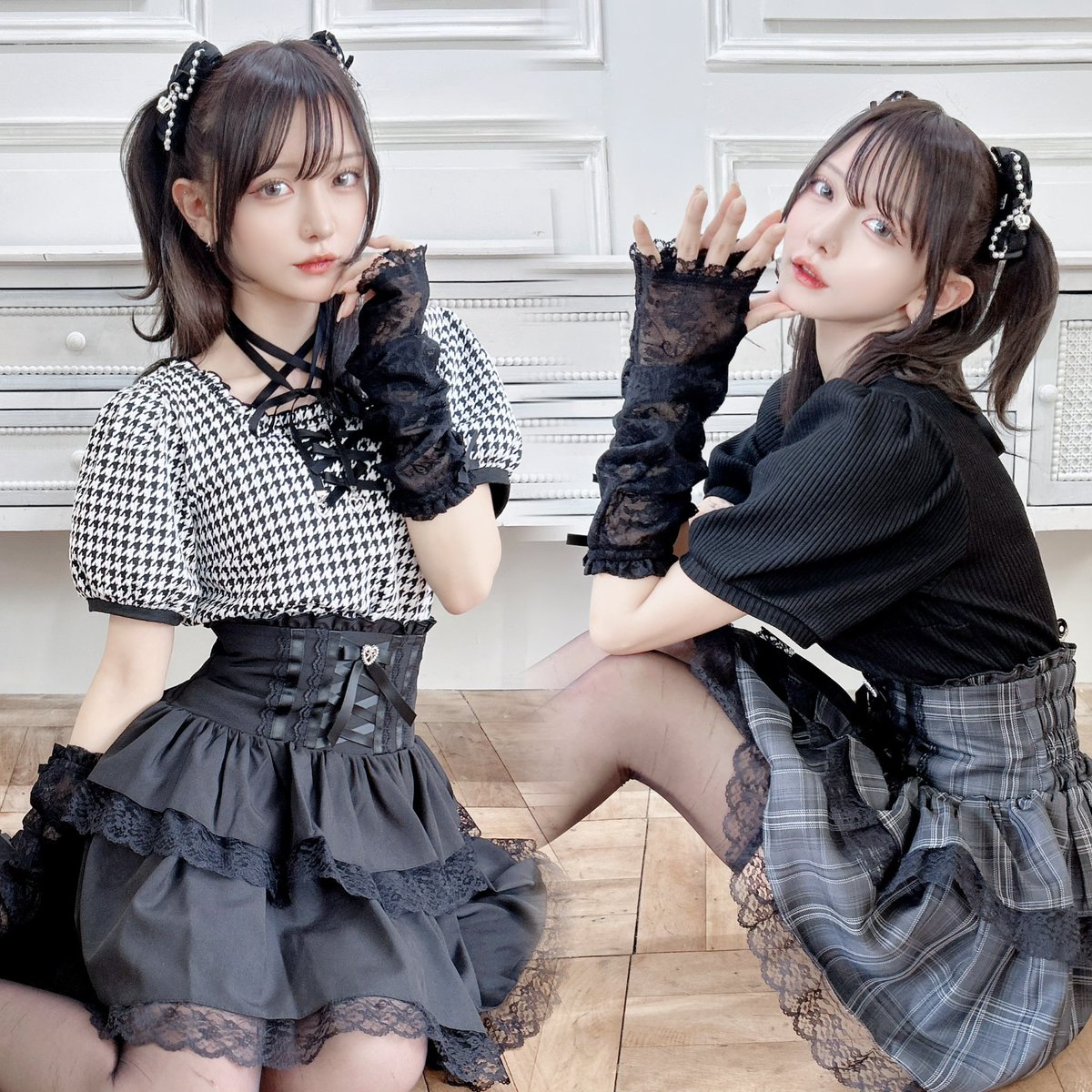 リボンで締める、主役トップス🎀🖤／ . 甘く見せたい日も、強めに決め