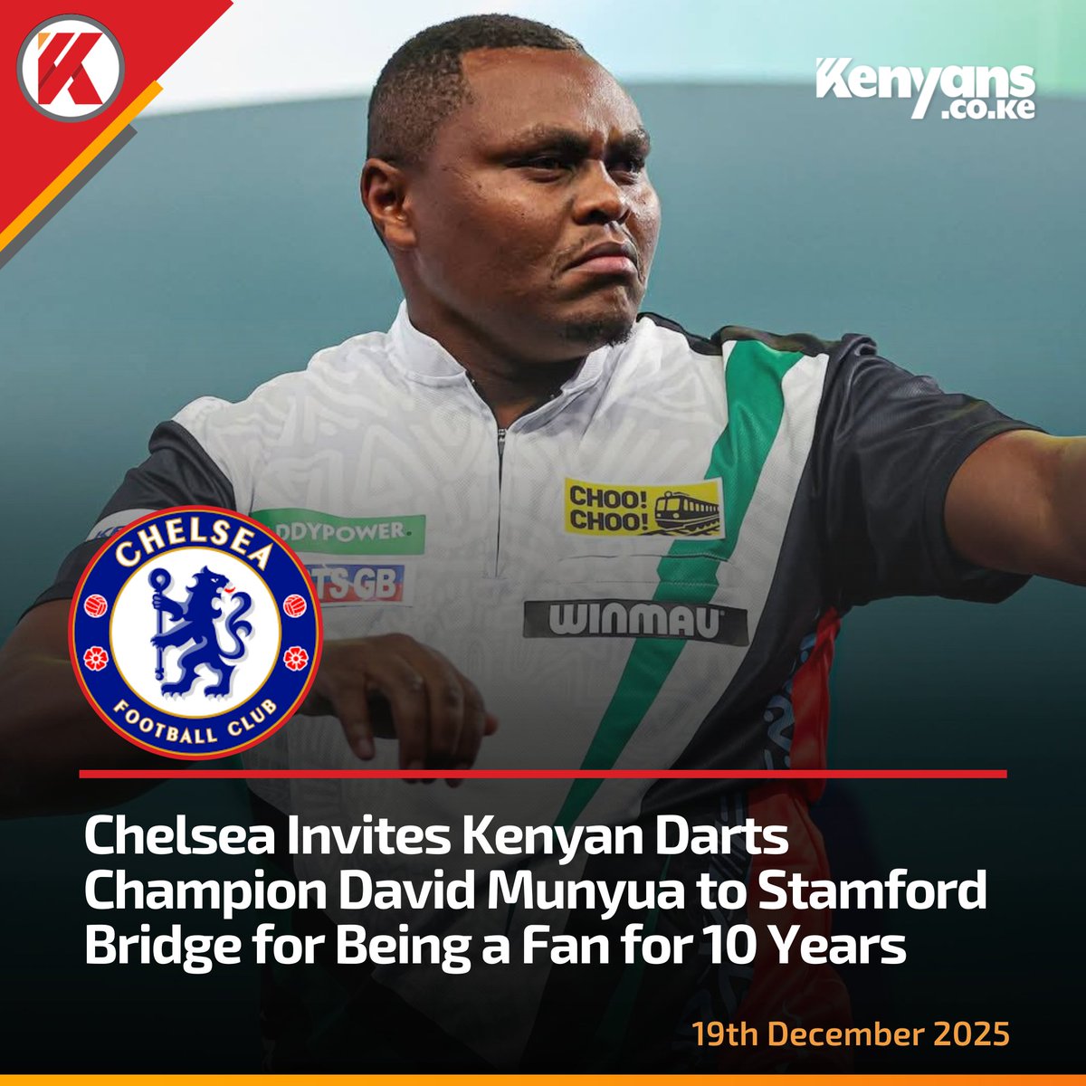 Chelsea invites Kenyan Darts Champion David Munyua to Stamford Bridge