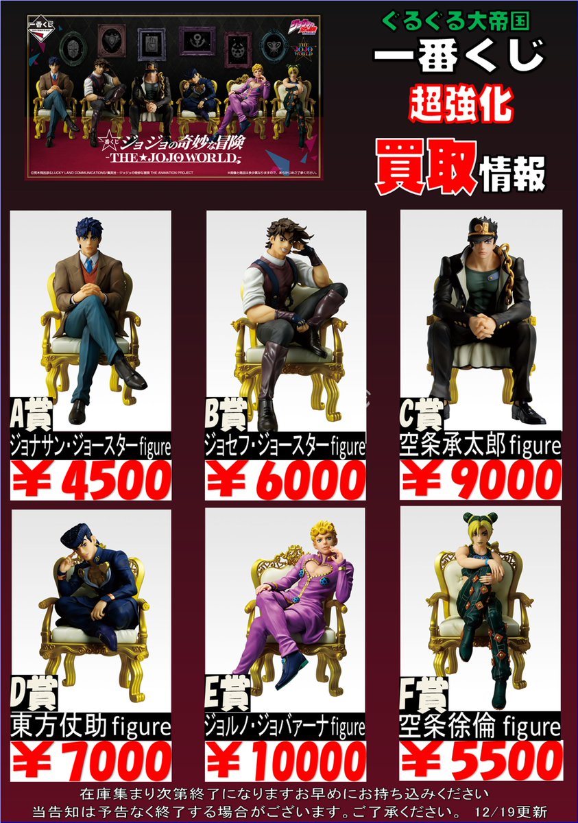 一番くじ 一番くじ ジョジョ JOJO WORLD 仗助 ジョルノ 徐倫