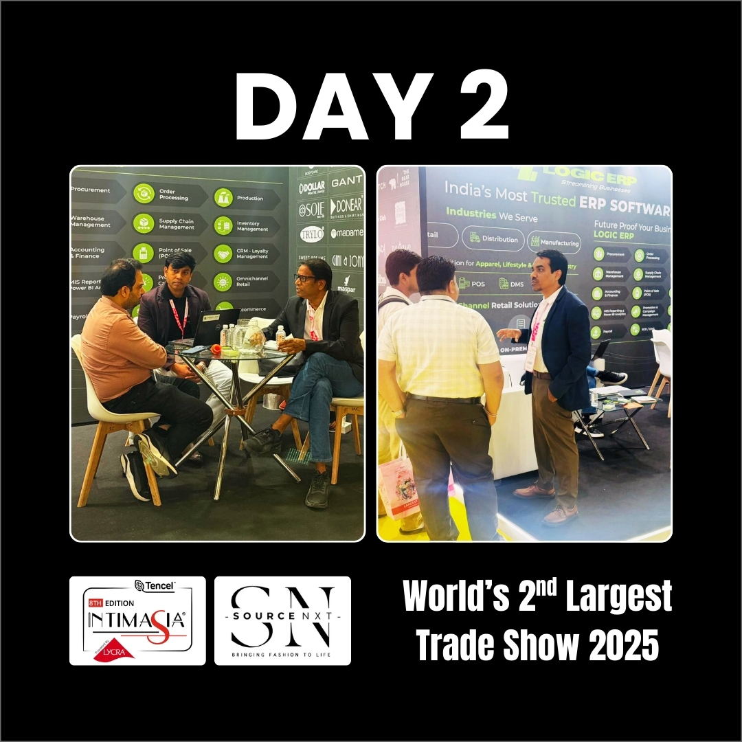 Logicerp's tweet image. LOGIC ERP at @Intimasia_In - World's 2nd Largest Intimate Wear Trade Show and SourceNXT -India's Premier Sourcing Trade Show for Innerwear, Comfortwear &amp;amp; Sportswear Professionals | Day 2

Check out the highlights of Day 2

#Intimasia #SourceNXT #LOGICERP