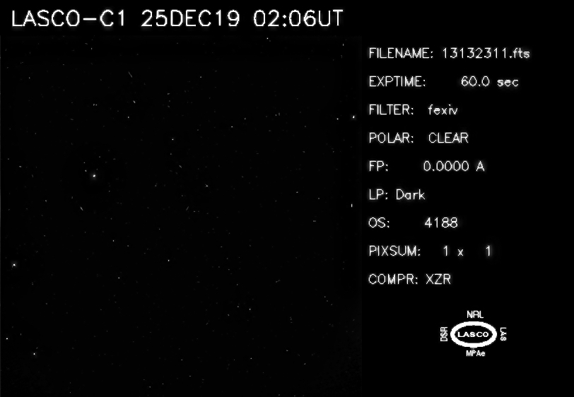 CrazySwedeX's tweet photo. The LASCO team even took a C1 today (from that broken camera that hasn't worked correctly since 1998). Usually they take them with the "Dark" filter. But today with FeXIV. Enjoy! 2025-12-19, 02:06 UTC.
#LASCO #SUN #3IATLAS #COMETS #DECEMBER19 https://t.co/cuQoaOp9Of