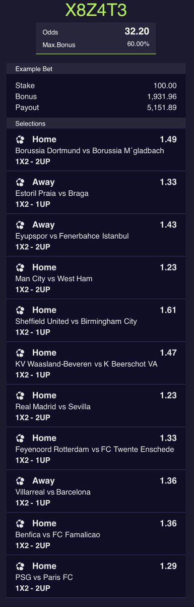 NizTips's tweet image. Weekend Acca 1 📈 32

X874T3