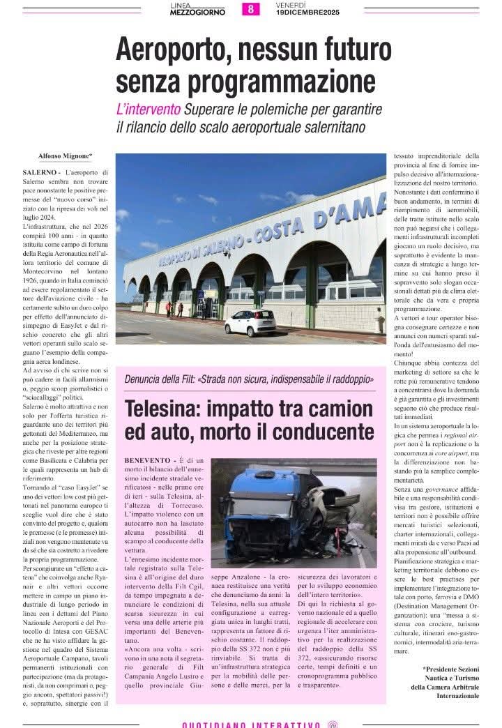alfonsomignone's tweet photo. Un mio intervento sulla questione aeroporto di Salerno alla luce dei recenti fatti di cronaca https://t.co/RqCpDZiX5V