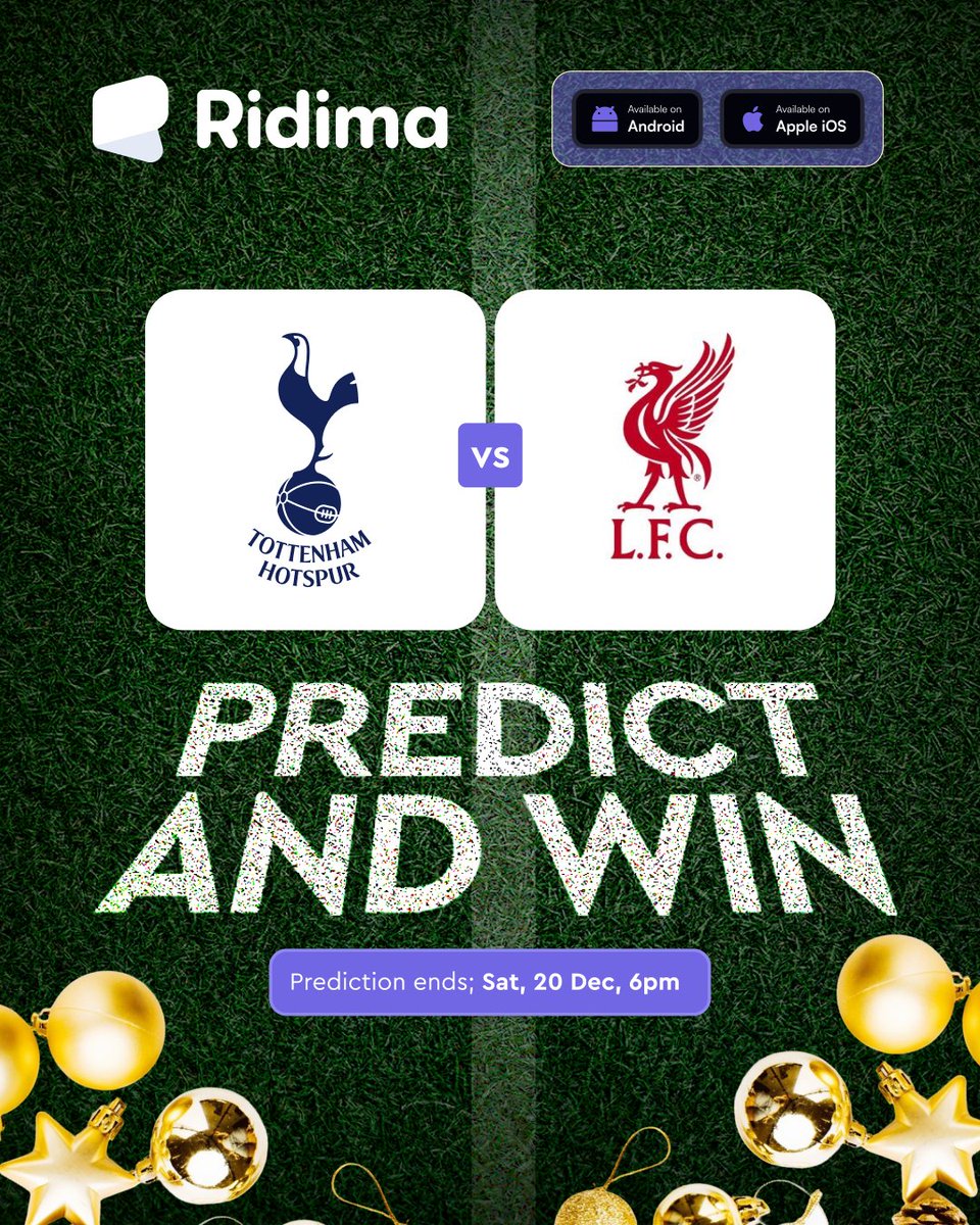 🚨 PREDICT &amp; WIN 🚨

⚽ Tottenham Vs Liverpool

Will randomly select 5 correct predictions to win ₦3,000 each!🔥

Rules: 
• Follow <a href="/myridima/">Ridima</a>
• Drop prediction score in the comment of this post 👇

Make sure to follow the rules!!!