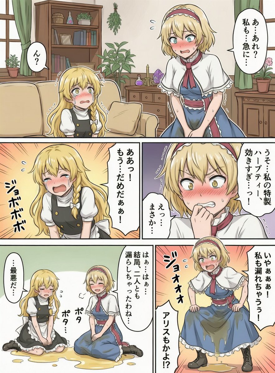 おしがまりさとアリス
我慢できてない。 
