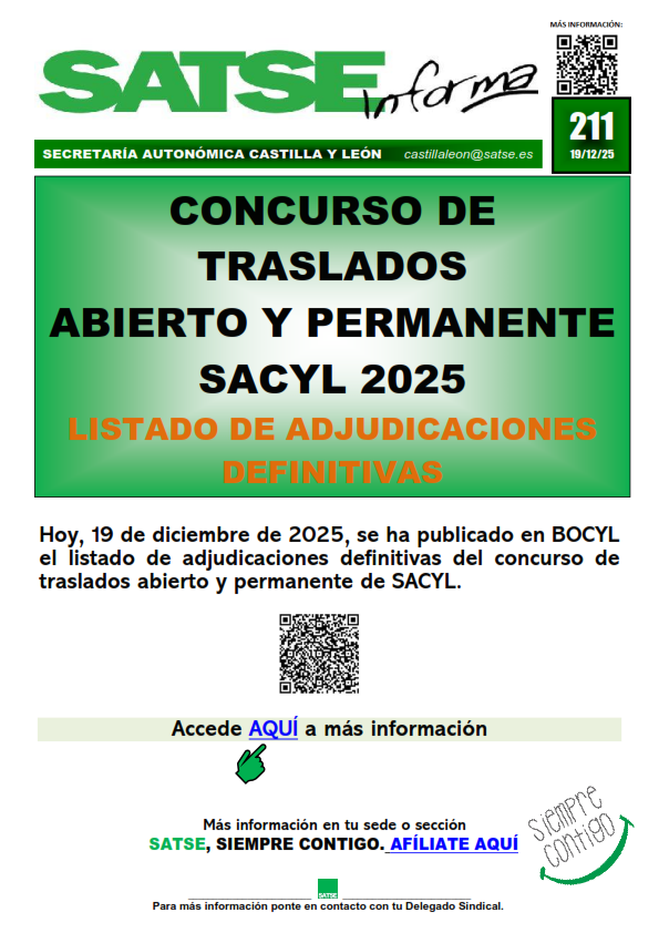 SATSE_CyL's tweet photo. 👀ENFERMERAS Y FISIOTERAPEUTAS👀
📝 El Bocyl publica la resolución definitiva del concurso de traslados abierto y permanente de Sacyl.
ℹ Más información 👇
https://t.co/QHcTpkcOiH https://t.co/FHxCkdh26b