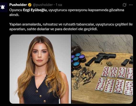 anlayamadım, "ruhsatsız ve ruhsatlı tabancalar, uyuşturucu çeşitleri ile aparatları, sahte dolarlar ve para desteler" ezgi eyüboğlu'nun evinde yapılan aramalarda mı bulunmuş?