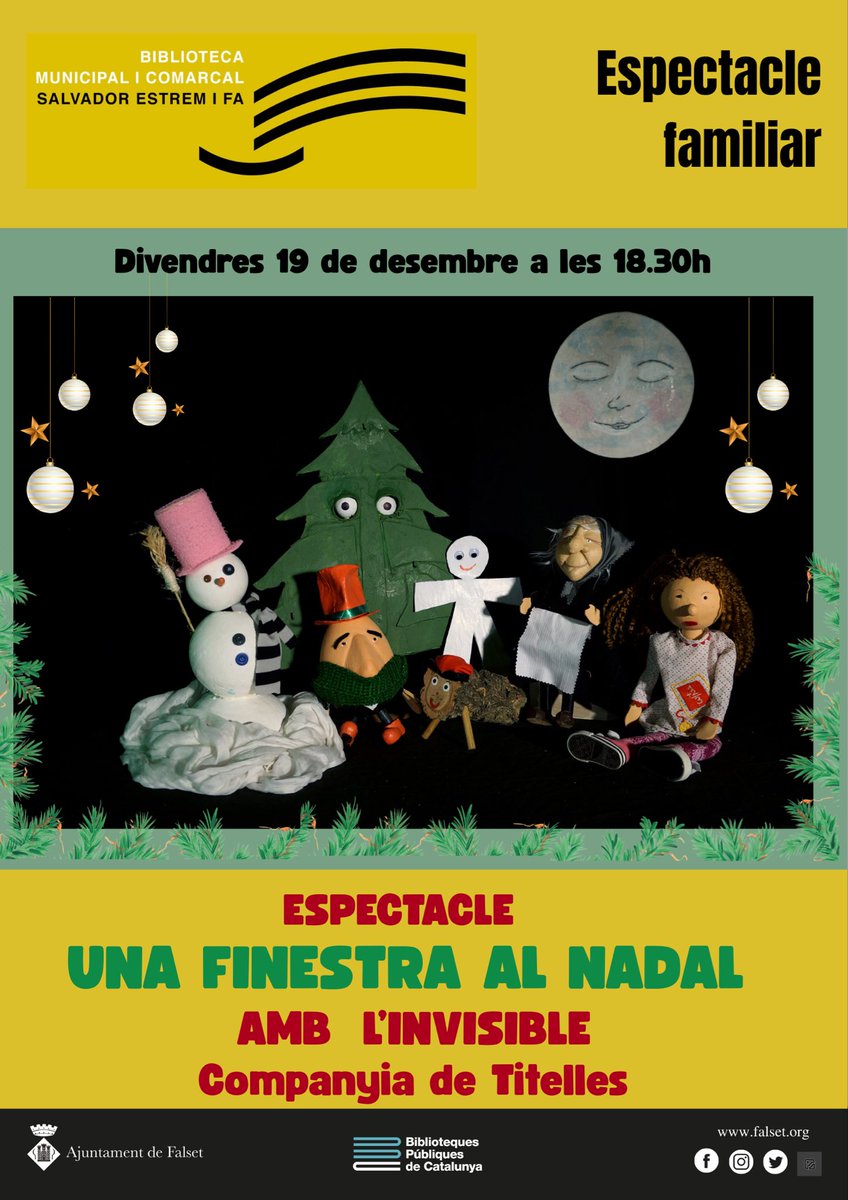 Avui arriba #Nadal a la #bibliofalset amb #titelles de la companyia #linvisibletitelles <a href="/falset_cat/">Ajuntament de Falset</a> <a href="/bibliotequestgn/">Central de Biblioteques de Tarragona</a> <a href="/bibliotequescat/">Biblioteques</a>