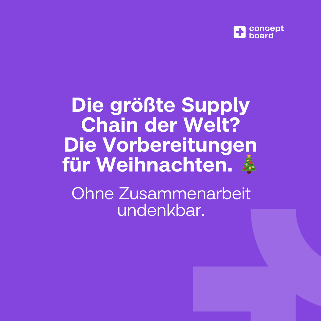 ConceptboardApp's tweet image. Weihnachten – die größte Supply Chain der Welt. 🎄

Millionen Menschen, Milliarden Prozesse und alles läuft (meist) pünktlich, weil Zusammenarbeit klar, sichtbar und verbindlich ist.

👉 Wie sorgt ihr für reibungslose Zusammenarbeit?