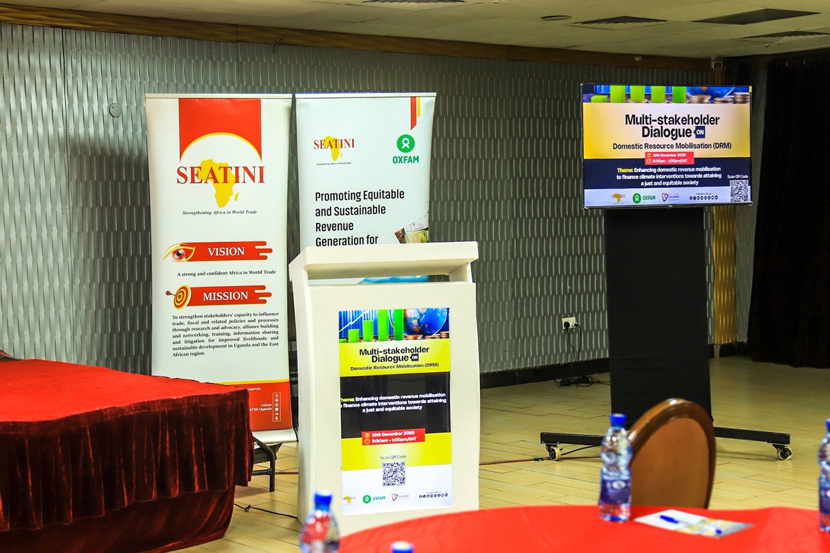 Youth_TJN's tweet photo. 📍Kampala, Uganda 🇺🇬 | 🗓️ Friday 19th December, 2025
@Youth_TJN is delighted to join our partners @SEATINIUGANDA & @OxfaminUganda for the Multi-stakeholder Dialogue on #DomesticResourceMobilisation.
🌱💰#EventTheme: Enhancing Domestic Revenue Mobilisation to finance climate interventions towards attaining a just & equitable society.
This dialogue brings together thought leaders, policymakers & civil society to explore how domestic revenues can sustainably finance climate adaptation & mitigation while advancing #fiscaljustice & #equity.
Join the conversation here ➡️: https://t.co/4lR0kwcmFL