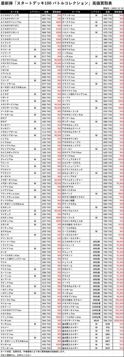 ポケモンカード 高価買取募集 12/19 【スタートデッキ100 バトル