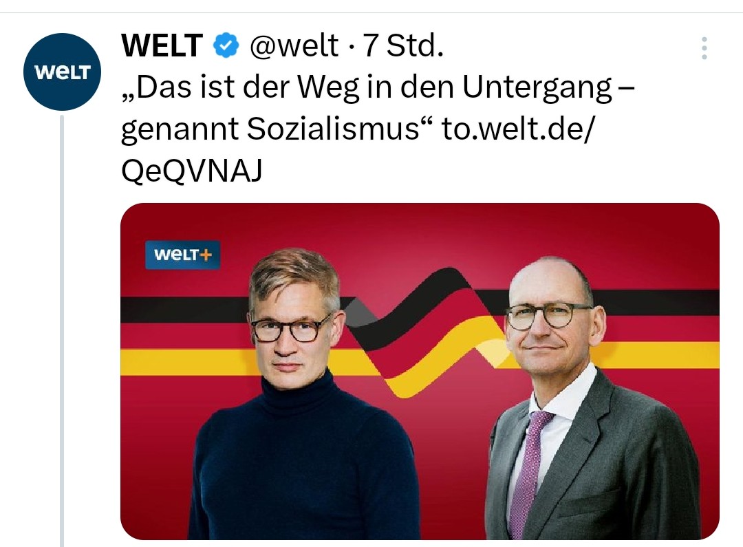 Wenn Finanzkrimnelle jährlich 100 Milliarden klauen, die Fossil-Industrie jährlich bis zu 70 Milliarden an Subventionen aus Steuerzahlergeld abkassiert, nennen es Konservative und Neoliberale es: MARKTWIRTSCHAFT 

Staatl. Invests in Bildung und Infrastruktur hingegen SOZIALISMUS