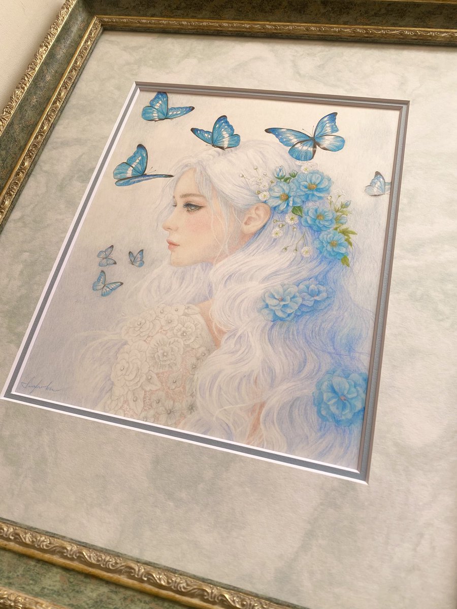 画像はDM掲載作品です。 タイトル：青の羽音 F3号 色鉛筆画 今までに