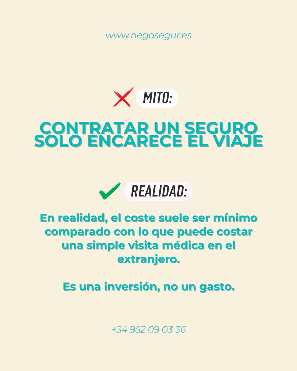 negosegur's tweet photo. ¿Sabías que muchos viajeros descubren el valor del seguro después de necesitarlo? ✈️

A veces creemos que solo sirve para viajes largos o cosas graves, pero la realidad es que puede marcar la diferencia.

✅ Lo mejor: su coste es más bajo de lo que imaginas. https://t.co/TV3gjLpfhC