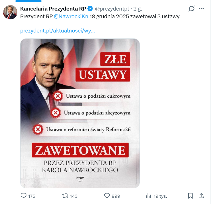 #OPINIA-Jaki jest wydźwięk ostatnich wet #ChybaPrezydent?
Konkluzje:
Ad. 1 Możemy tyć (putta zawsze przedstawiane są jako pulchne bobaski)
Ad. 2 Alkohol prawem nie towarem! (pijany pacjent nie potrzebuje leczenia bo znieczulony)
Ad. 3 Zaborcy też zwalczali szkolnictwo narodowe