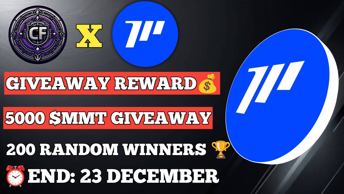 Crypto_Ever's tweet photo. 🥳 $MMT x CRYPTO Forever #Airdrop

🏆Prize Pool» 5,000 $MMT  (200 Random)

✅Follow @Crypto_Ever
✅Like, RT &amp; Tag 3 Friends
✅Complete #Gleam ⤵️
https://t.co/vsybYsLMQS

⌚End 23 DECEMBER 

#Airdrop #Giveaway #GleamGiveaway #jonita https://t.co/OCZNGwKDR1