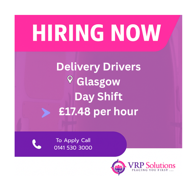 VRP_Solutions_'s tweet photo. 🚚 DELIVERY DRIVERS - Glasgow

📢We are still actively recruiting for this vacancy

📞 To apply, call 0141 530 3000 or DM

#VRPSolutions #PlacingYouFirst #GlasgowJobs #DeliveryDrivers #Multidrop #HiringNow #WeeklyPay #DrivingJobs #ApplyToday #Recruitment #UKJobs https://t.co/WvfXRXNea8