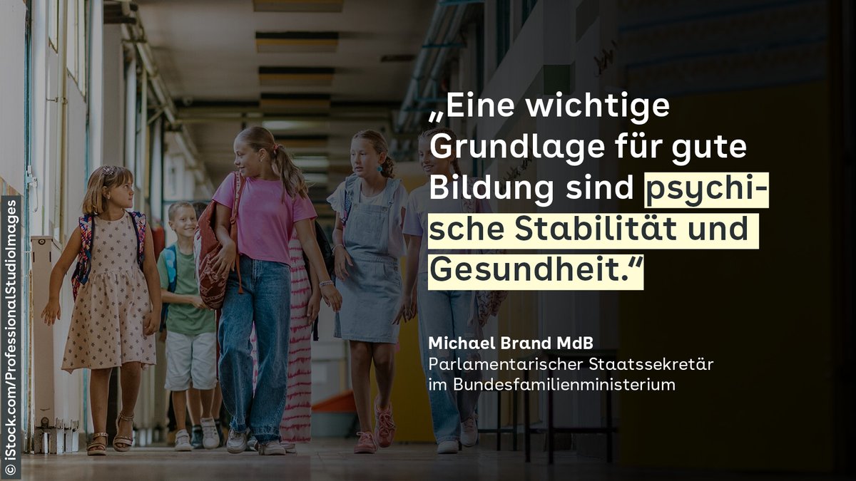 Schulen können helfen, die Psyche von Kindern zu stärken. Der Parlament.  Staatssekretär im @BMBFSFJ, Michael Brand, sieht die mit dem #BGP  prämierten Praxisbeispiele als Vorbilder und kündigt eine Strategie für die  mentale, image size:1200x675