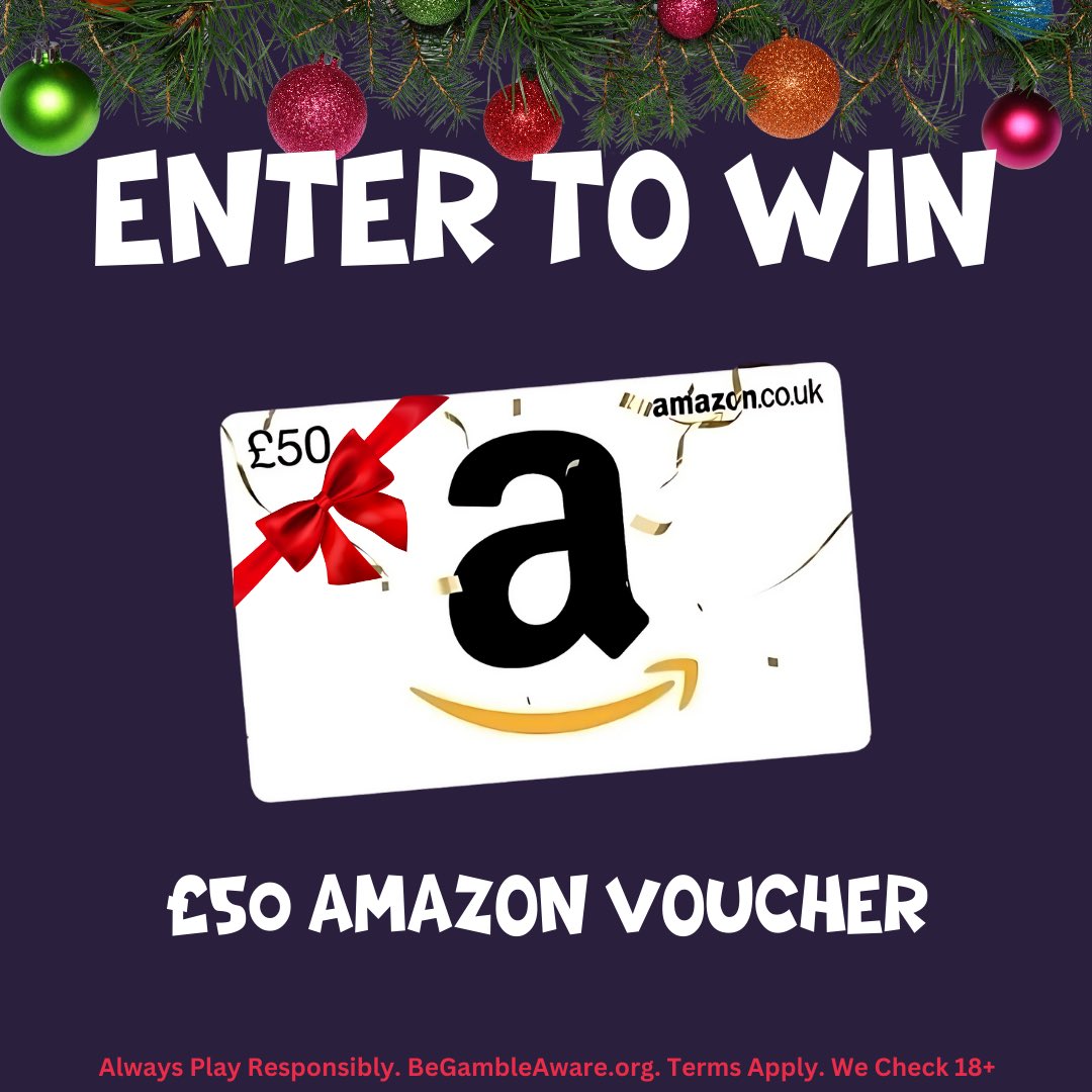 Red7Slots's tweet image. 𝗪𝗮𝗻𝘁 𝘁𝗼 𝘄𝗶𝗻 𝗮 £50 𝗔𝗺𝗮𝘇𝗼𝗻 𝗩𝗼𝘂𝗰𝗵𝗲𝗿? 🎉✨⠀ ⠀ ⠀⠀⠀
Here’s how to enter:⠀
👍 Like THIS post⠀
💜 Follow @red7slots ⠀
The competition ends 28th Dec at Midnight, and one lucky winner across all socials will be announced on Monday by 5pm! #xmasgiveaway