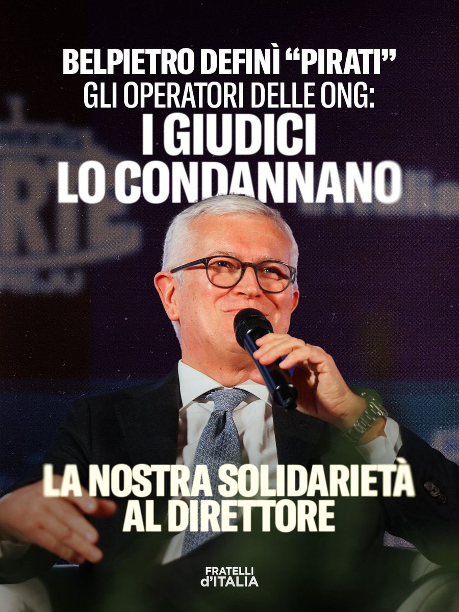 FratellidItalia's tweet image. È evidente il tentativo di alcune organizzazioni di tappare la bocca a chi, da tempo, denuncia l’operato di certe ONG, spesso in aperta violazione delle leggi nazionali e a sostegno dei mercanti di uomini.

La nostra solidarietà al direttore Maurizio Belpietro. Siamo al tuo…