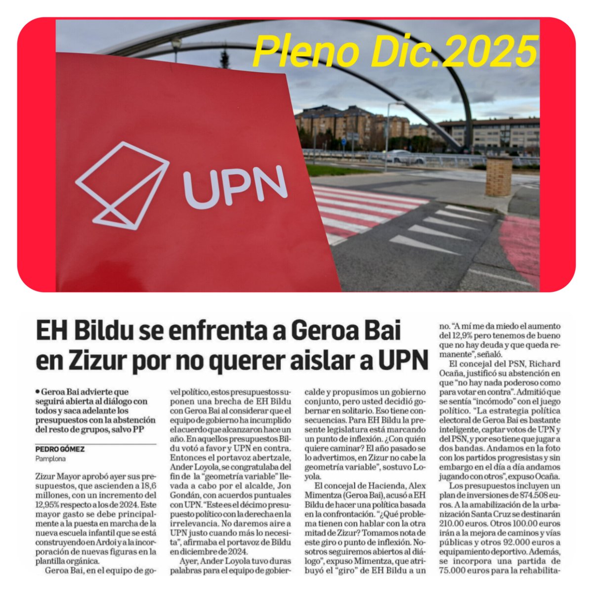 UPN, fuerza  mayoritaria en NAVARRA.
1️⃣ Trabajando para TODA la ciudadanía.
2️⃣ Nuestro objetivo: MEJORAR ZIZUR.
🚩⛓️🚩⛓️🚩⛓️🚩