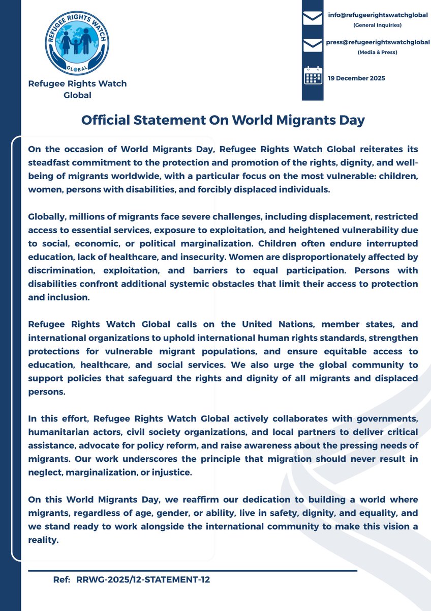 Refugee Rights Watch Global tweet media