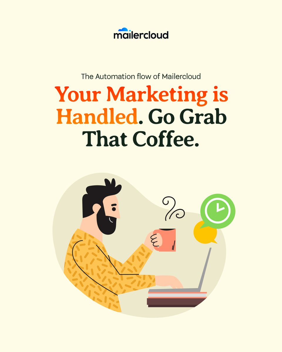 mailercloud's tweet image. Handling marketing shouldn’t mean being glued to dashboards all day. With Mailercloud’s automation flow, your campaigns run smoothly in the background, so you can focus on strategy, growth, and everything that actually moves the business forward