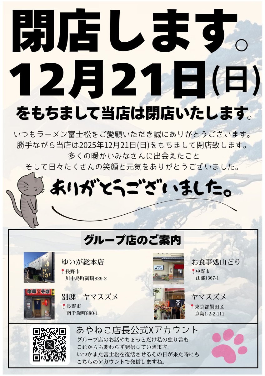 ラーメン富士松店長です。 みなさん様々なご意見ご指摘 そしてご心配等