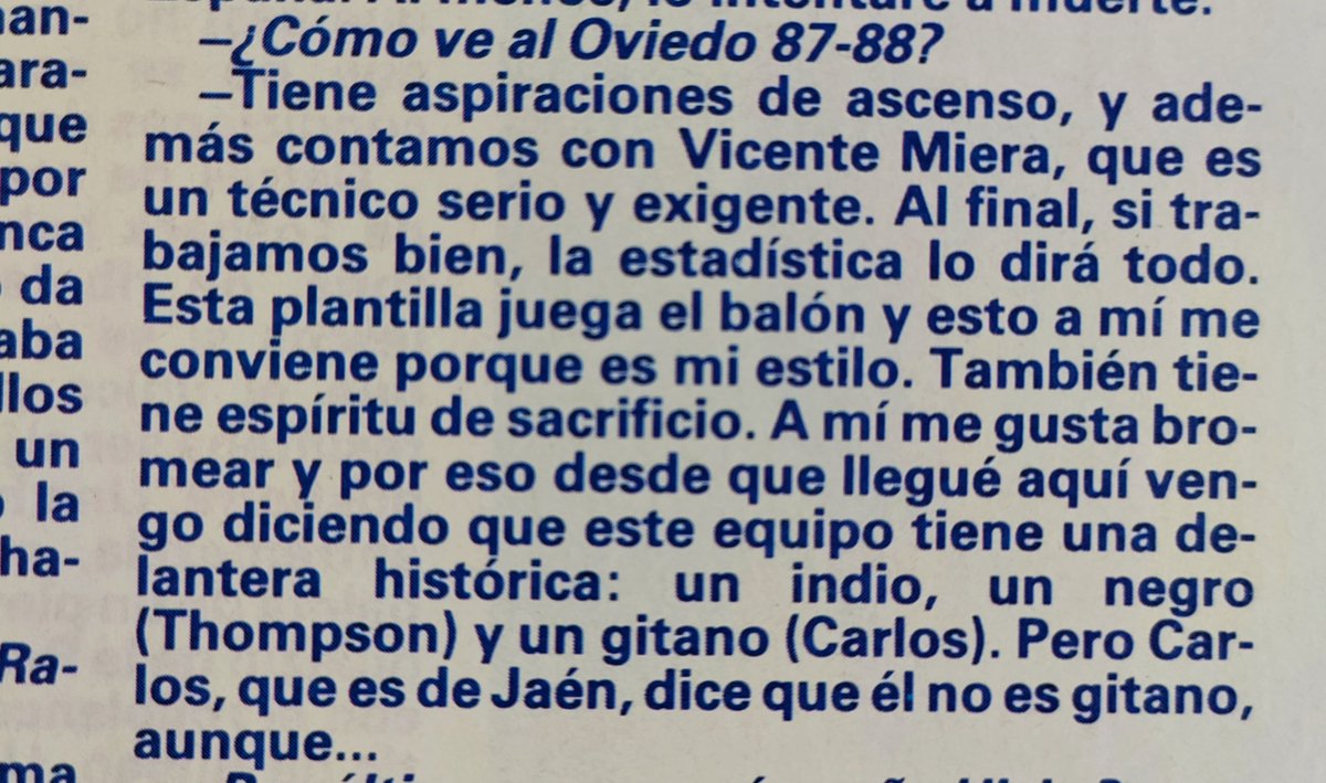 mangas59's tweet photo. Así recordaba HICKS  quien formaba la delantera del Oviedo de la temporada 87-88

UN INDIO, UN NEGRO y UN GITANO https://t.co/QaP4ByBy5u