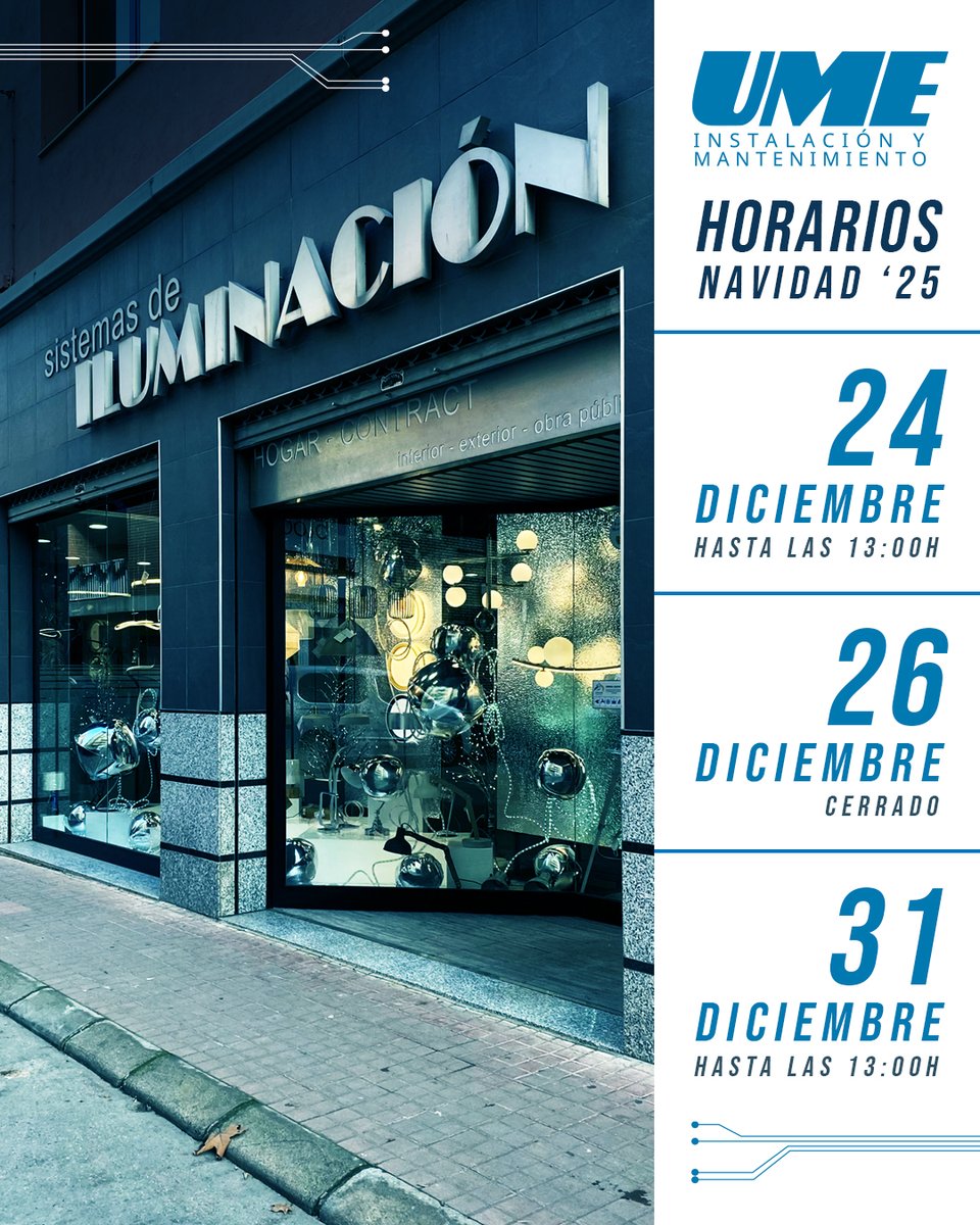 FragaUme's tweet photo. 🕘🌟HORARIO NAVIDADES 2025
Como es tradición, en UME cerraremos las tardes de Nochebuena y Nochevieja para disfrutar de los nuestros un ratito más y prepararnos a tope para dos de las cenas más especiales del año 🫶 Y como extra, este año el 26 de diciembre nos cogemos puente😉🎉 https://t.co/rraDG9EiS4