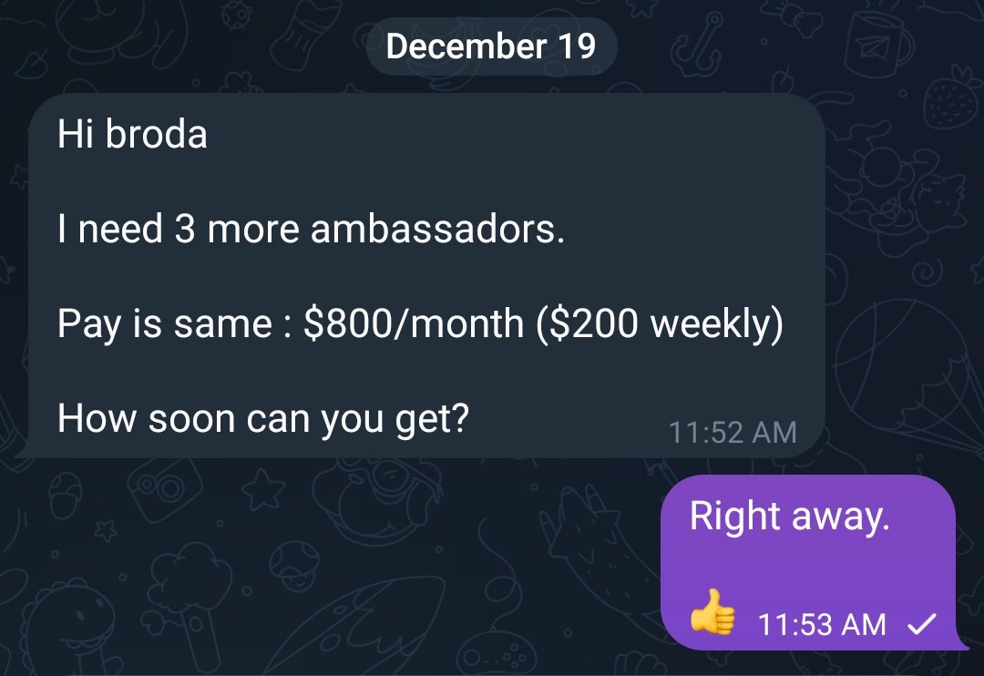Hiring 🚨

If $800 monthly ($200 weekly) is a good deal for you.

I'm looking to hire 3  AMBASSADORS from different regions.

Interested person should;

📍Reply below
📍Like &amp; Repost
📍Make sure to be following and <a href="/tobilolasam/">Degen Zeus</a> would send you a DM

Please tag anyone you know.