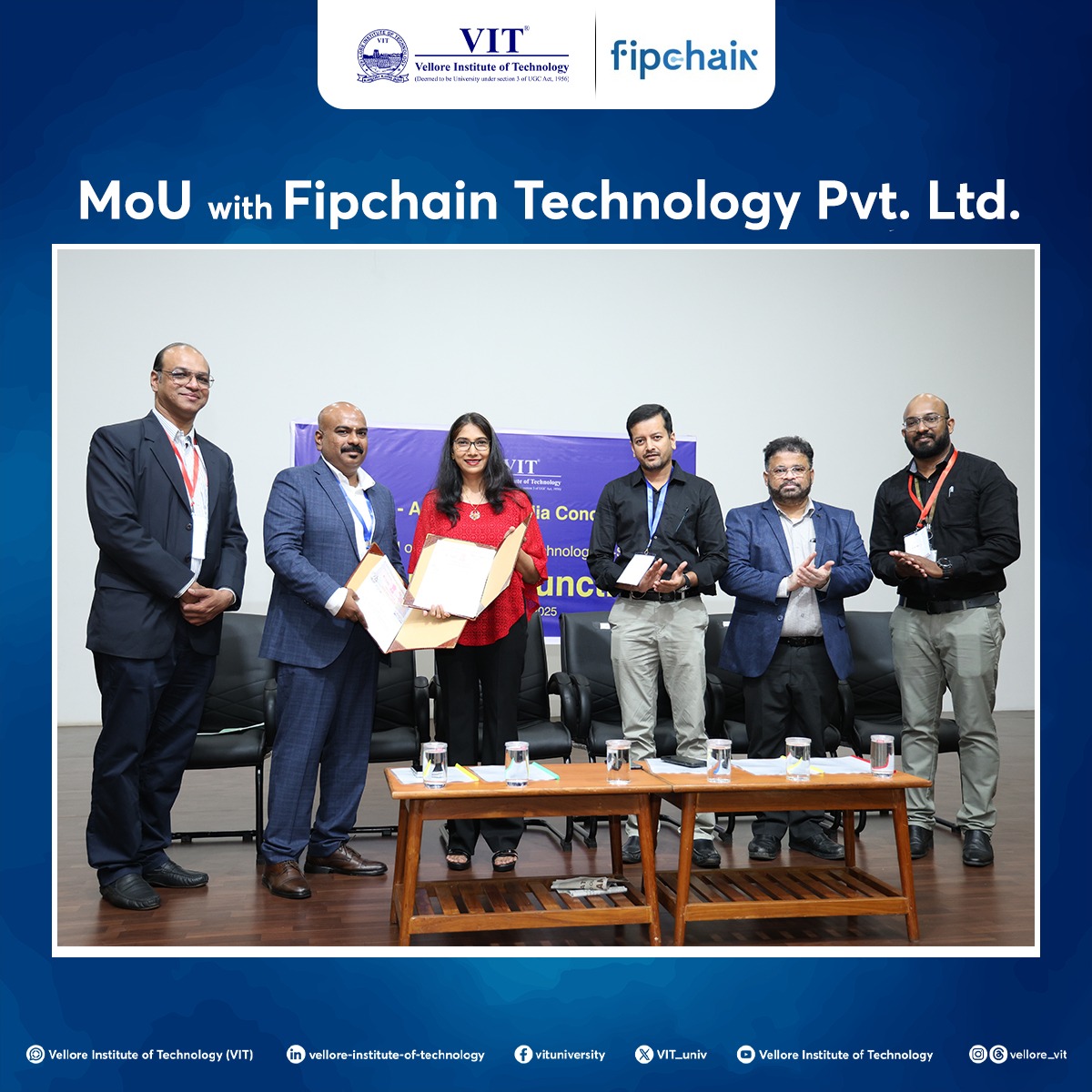 VIT_univ's tweet image. VIT is delighted to formalise a partnership with Fipchain Technology Pvt. Ltd. through the signing of a Memorandum of Understanding (MoU).
#IndustryExperts #StudentSuccess #TechInnovation #VITVellore #VelloreInstituteofTechnology