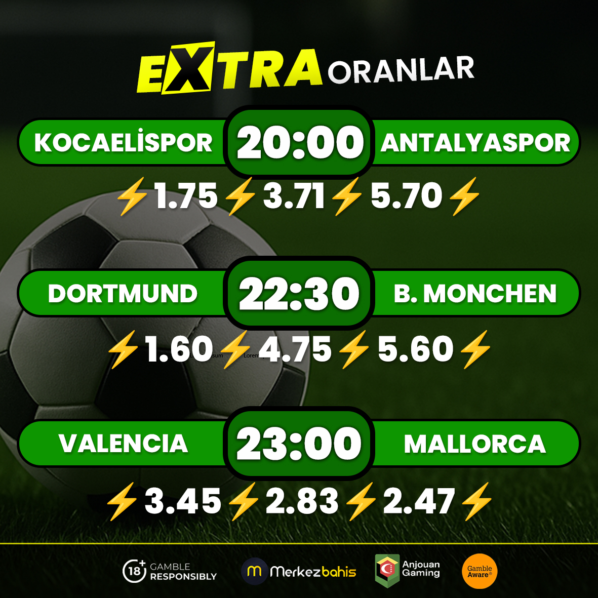 ⚽️GÜNÜN MAÇLARI⚽️
↗️EXTRA Oranlar MERKEZBAHİS’te!

🎥 Tüm Maçlar Canlı Yayında
🔴 CANLI TV 8merkezplay.me
⚽️ GİRİŞ bit.ly/merkezsosyal

Ofsayt Aleyna Tilki #sallandık Fatih Ürek Cihan Aydın Ali Koç Uludağ #bilet arkadasinigetir Volkan Demirel Resmi Gazete'de