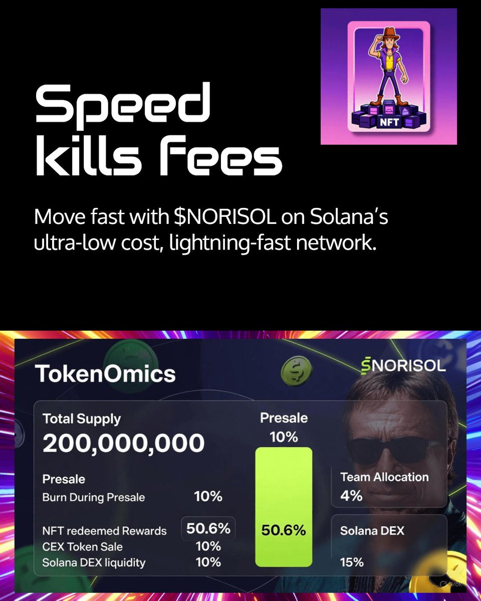 norisoltoken's tweet photo. Speed kills.. fees! With Solana's lightning-fast network, $NORISOL transactions are smooth and ultra-low cost. Say goodbye to slow delays and sky-high gas fees. Why wait when you can move fast and burn slow? Join deflationary revolution on #Solana!

https://t.co/RFzVFN2QmH

#NFT https://t.co/Xa7p5Kd9kD