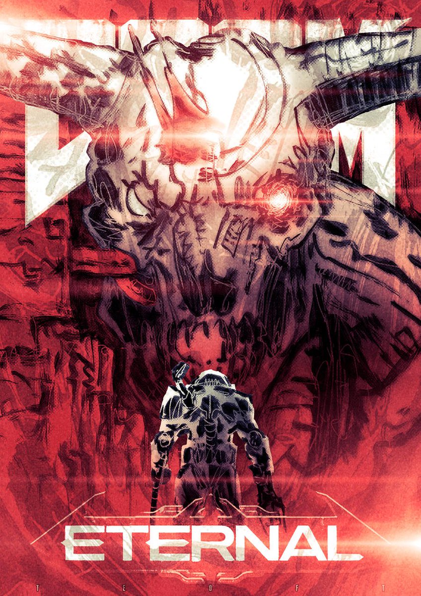 teoft_'s tweet image. In his ravenous hatred he found no peace; and with boiling blood he scoured the Umbral Plains seeking vengeance against the dark lords who had wronged him. He wore the crown of the Night Sentinels, and those that tasted the bite of his sword named him... the DOOM SLAYER.