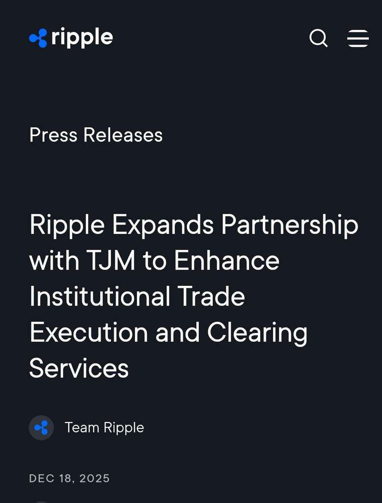 RippleがTJM Institutional Servicesとの提携強化さ! TJMは古くからのブローカーディーラーで,今提携で機関投資家向け取引やクリアリング(清算)の強化を図るようさ!  さらに,今後数ヶ月以内にRipple Primeを活用しヘッジファンドや資産運用会社,投資家へ利用拡大予定とXRPL ...