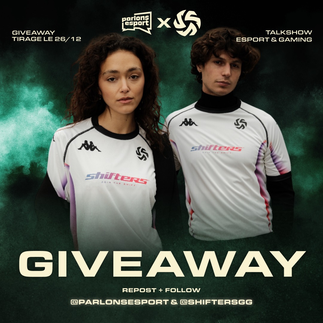 🚨🎁 | GAGNE LE NOUVEAU MAILLOT SHIFTERS 

Pour célébrer la sortie du maillot de <a href="/ShiftersGG/">Shifters</a> 🇨🇭, nous vous proposons d'en remporter un dans ce jeu concours ! 👀

Pour participer :

1️⃣ Follow <a href="/ShiftersGG/">Shifters</a> et <a href="/ParlonsEsport/">Parlons Esport</a>
2️⃣ Like + RT ce post
3️⃣ tag un ami avec le #JoinTheShift