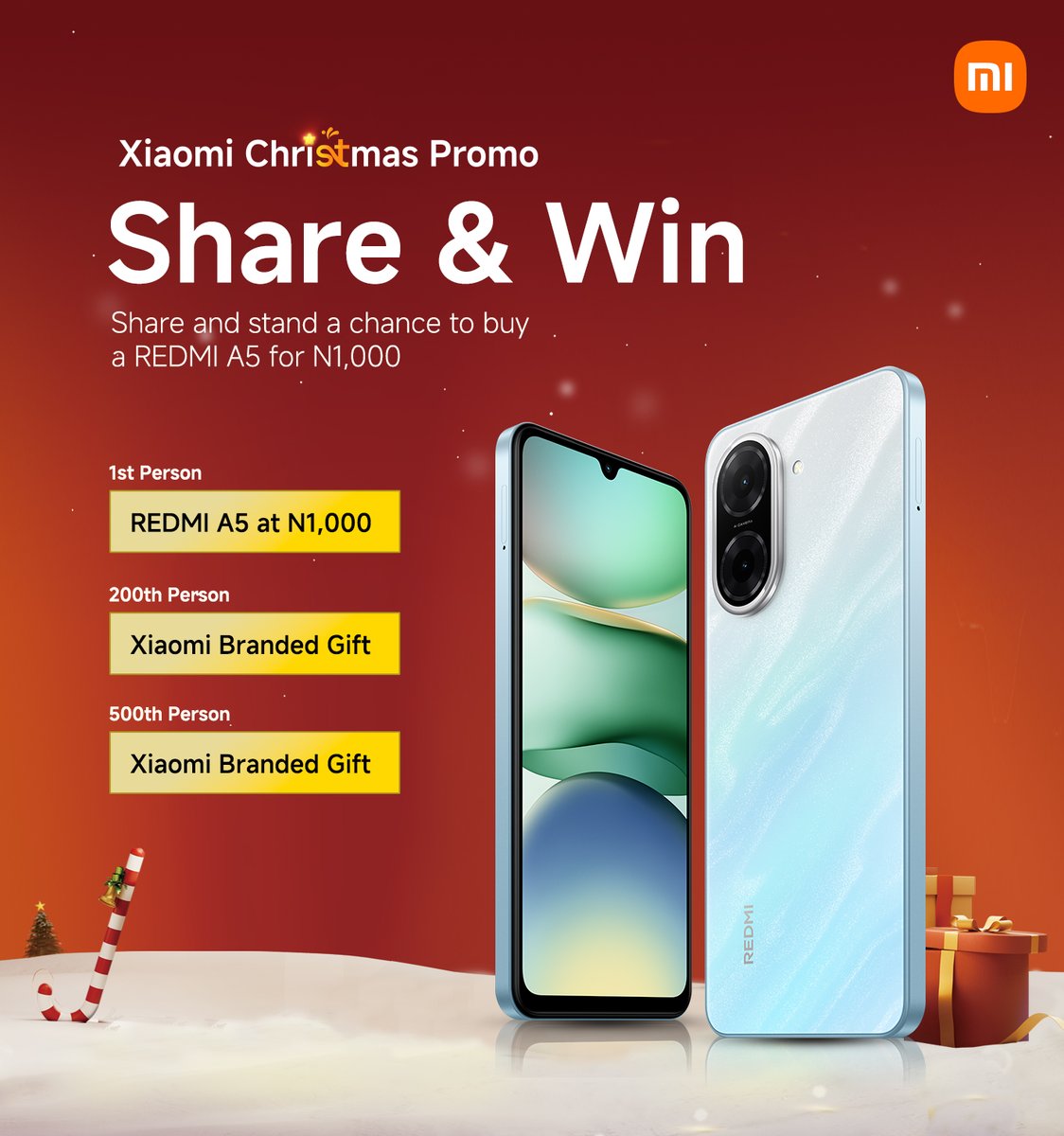 Don’t blink, it’s Xiaomi Seckill! 🔥 Win the REDMI A5 for just N1,000 as the first sharer, surprise gifts for the 200th &amp; 500th sharers!🎁

How to play:
✅ Share this post
✅ Tag 3 friends to follow Xiaomi Nigeria
✅ Drop your screenshot in the comments below!

Let the sharing
