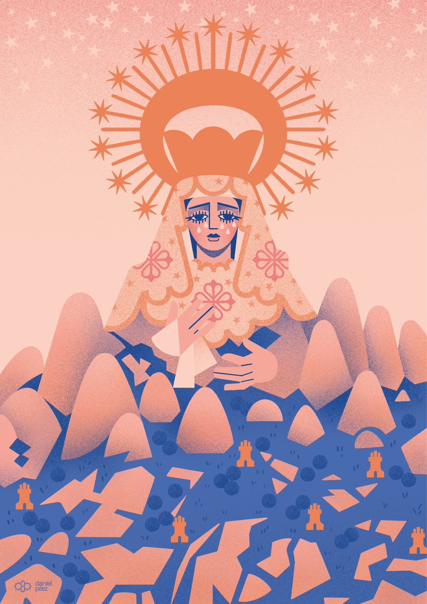 "La Muntanya"

Ilustración de la Virgen de Montserrat (<a href="/Hdad_Montserrat/">HDAD. DE MONTSERRAT</a>) en recuerdo de su peregrinación a la Abadía de Montserrat (Cataluña).

Las montañas representan la conexión entre lo terrenal y lo celestial. Por eso, la Virgen se convierte en el propio macizo de Montserrat