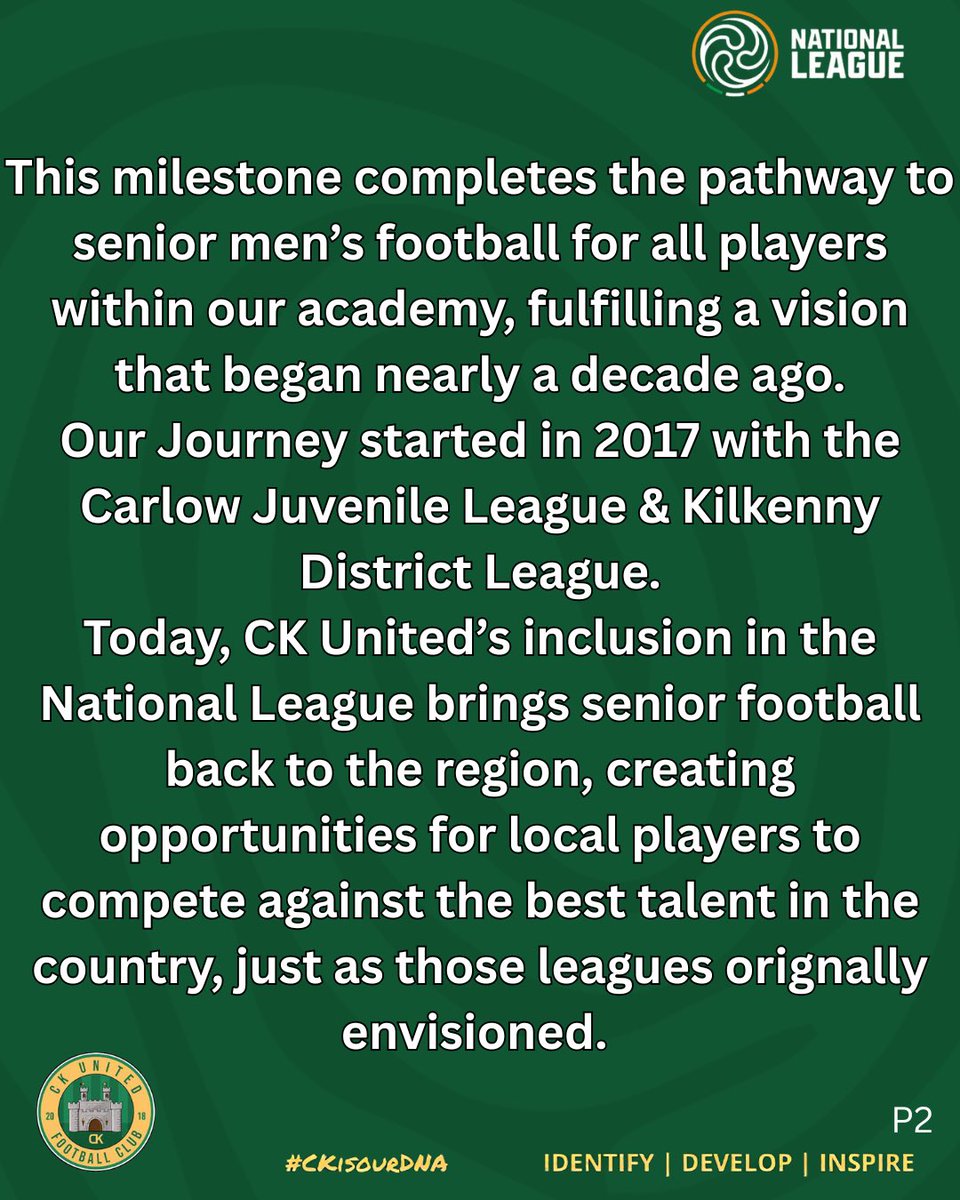 ckutdfc's tweet image. Our #FirstTeamDream becomes a reality 

CK United are proud to announce their inclusion to the FAI National league in 2026

#IdentifyDevelopInspire | #CKisourDNA | #firstteam
