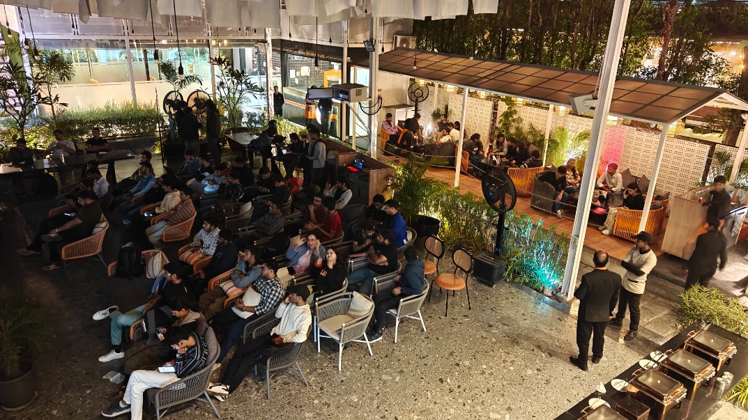 Everyone was tuned into the <a href="/noicedotso/">noice</a> stream at BASE System Update: Launch Party Ahmedabad…

Tried capturing the Base x NOICE crowd…
but ended up getting captured by the crowd instead 👀

those 2 #Ahmedabad legends vibing on their own frequency 👀 #basedinindia