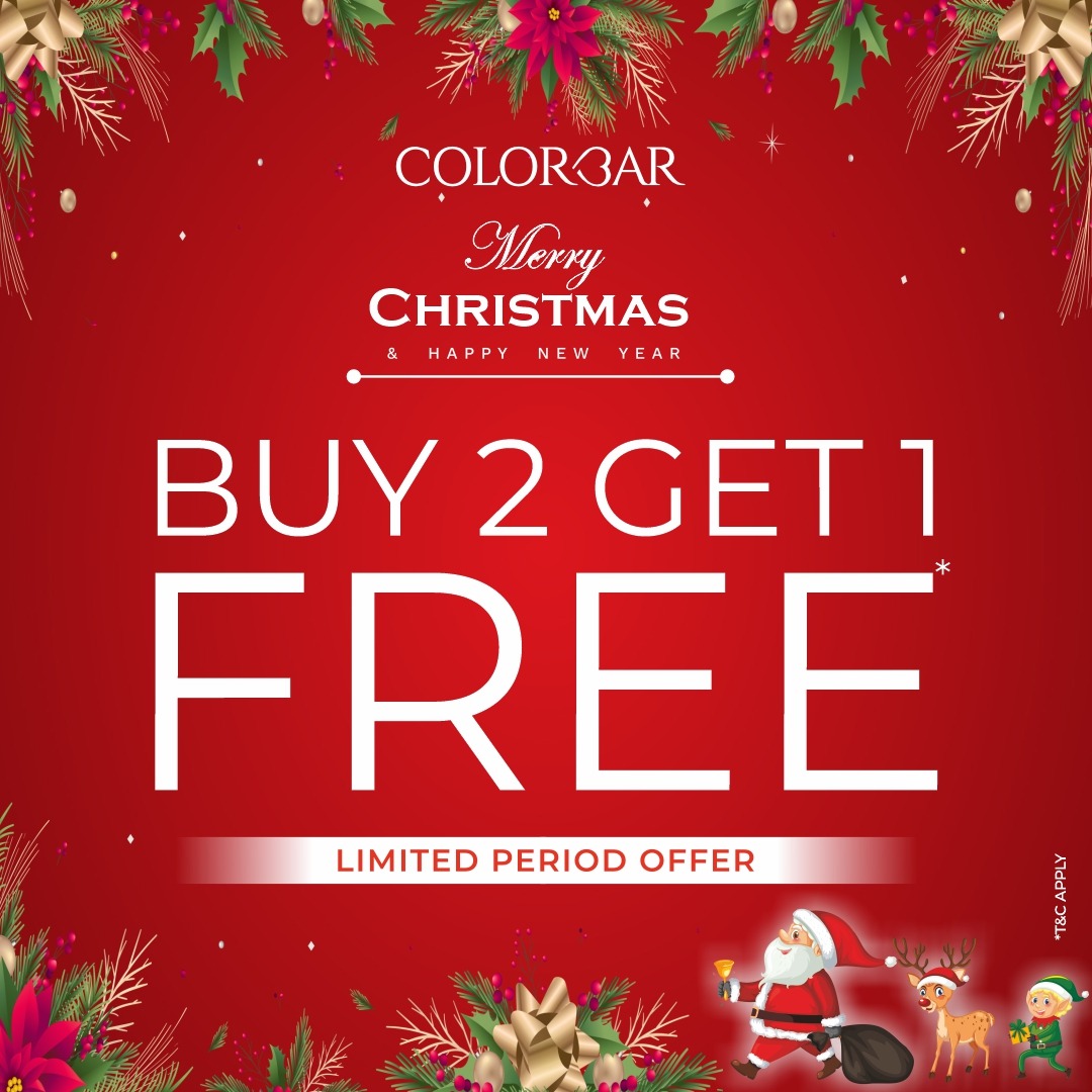 TheGVKone's tweet photo. ✨ Christmas Glam at GVK One Mall ✨
Buy 2 Get 1 FREE on Colorbar makeup &amp; skincare 🛍️
📅 20–21 Dec
💄 Complimentary makeover at Colorbar Exclusive Store
 T&amp;C apply
#GVKOneMall #Colorbar #ChristmasOffer #WeekendGlow #BeautyMagic https://t.co/MUAyM8dbkE