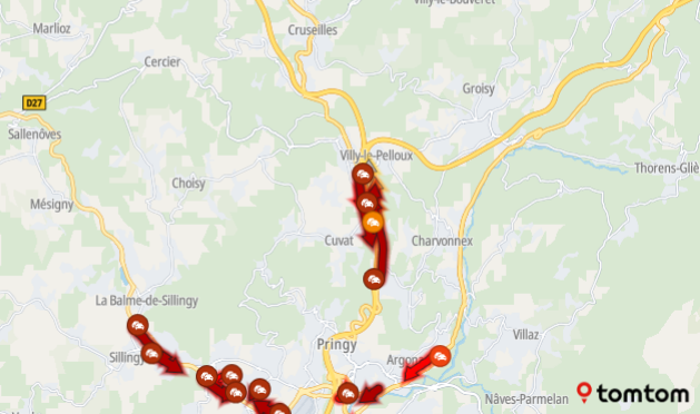 ANWBeuropa's tweet image. Boerenprotesten op de #A41 Annecy ► Genève bij tolpoort Saint-Martin-Bellevue. De weg is hier DICHT #Frankrijk