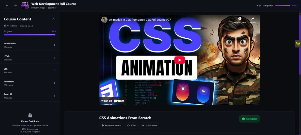 IamAni_0709's tweet photo. Day 110 #FullStackWebDevCourse #ProjectDefense, revised the eighth lecture of CSS
Courtesy: @rohit_negi9
Project Defense Playlist Link 🔗: https://t.co/Oke34tjWwZ… https://t.co/5RbFurnAIy