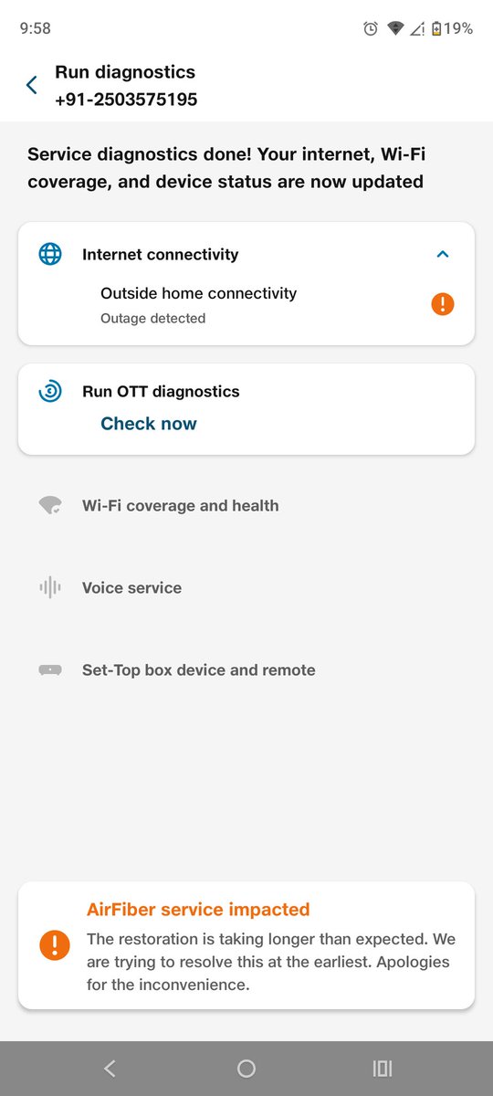 viral16995's tweet photo. @jio_fiber @JioCare My Internet is not working since hours. Restarted router, tried your app, everything. Nothing helps. Please how can I contact you customer care executive it's This is really frustrating. If I Dail numbe automatic msg will come and call get cut automatically https://t.co/RMbHixhsw7