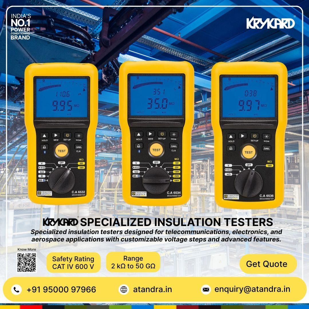 AtandraEnergy's tweet photo. When insulation integrity matters, precision makes the difference. ⚡🔍

Introducing KRYKARD Specialized Insulation Testers — engineered for high-reliability testing in telecommunications, electronics, aerospace, and critical industrial applications.
#KRYKARD #InsulationTesting https://t.co/NQNeLsuFIt