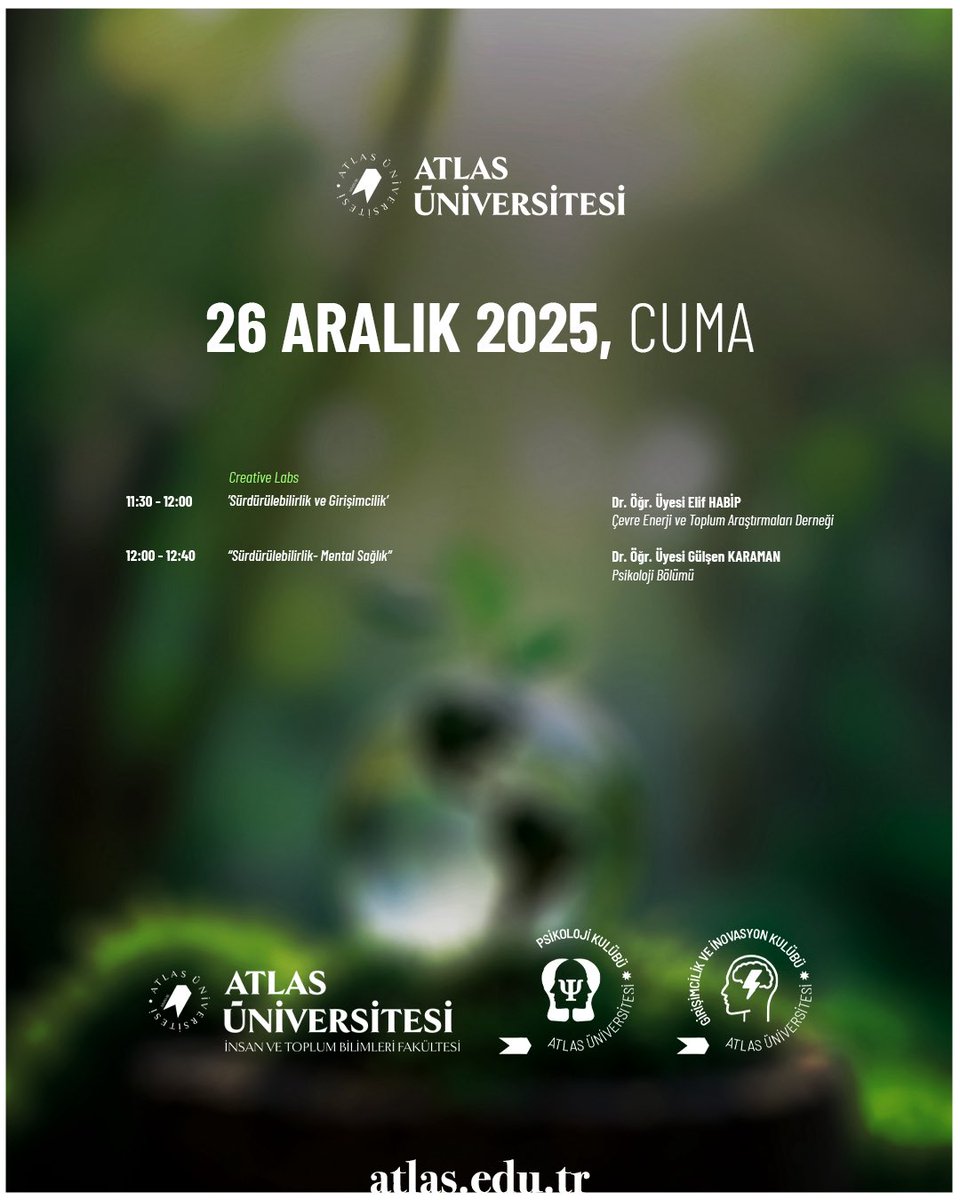 Öğrencilerimiz, akademisyenlerimiz, kamu kurumları, sivil toplum kuruluşları ve sektör temsilcileri; ortak bir gelecek vizyonu etrafında bir araya gelerek sürdürülebilir yaşamın farklı boyutlarını disiplinlerarası bir perspektifle değerlendirecekler.