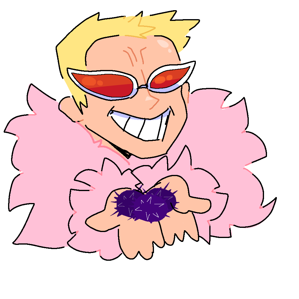 Smear_Gruff's tweet photo. I was playing stardew valley with my roommate and we got a fishpond so i put urchins in it. However we are also on Dressrosa in One Piece and Doflamingo's voice is fun to do so this happened

"Look at my urchins, Law. Fucking look at them." 

#onepiece #doflamingo #fanart https://t.co/fce6fIir2Y