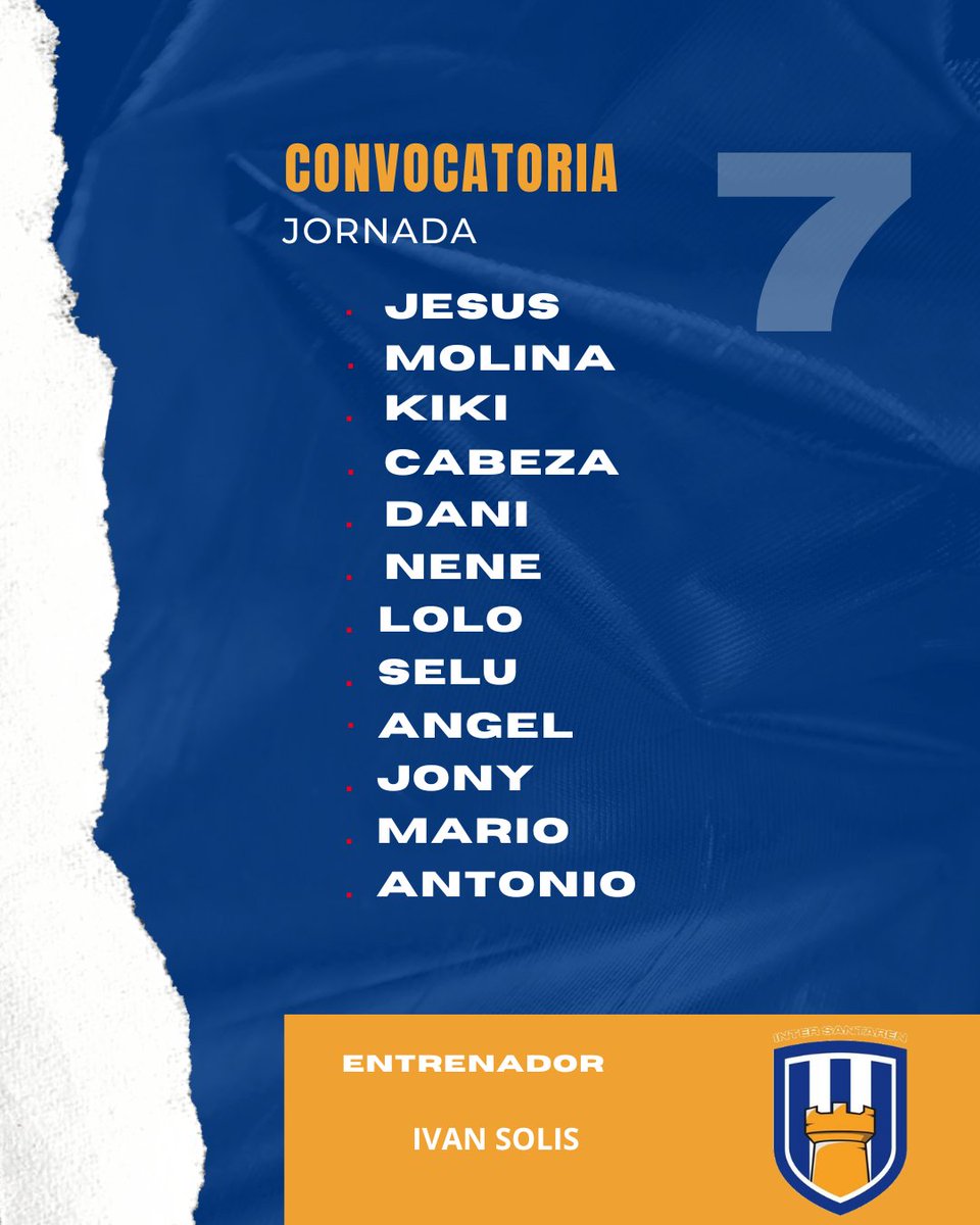 intersantaren's tweet photo. Convocatoria jornada 7 https://t.co/JFSDdjR9Mq