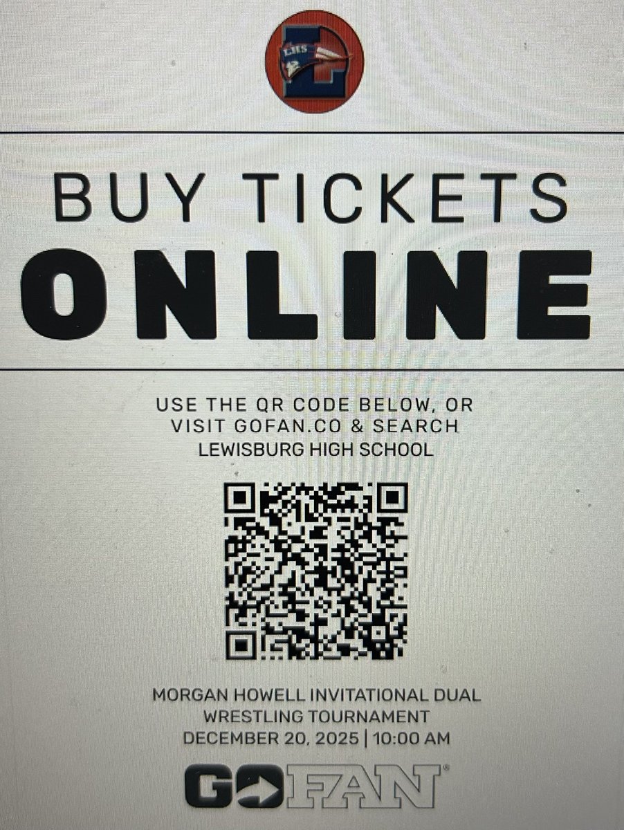 LHSW2022's tweet image. This is the link to buy tickets for the Morgan Howell Invitational Duals Tournament tomorrow at Lewisburg High School! We will also have purple shirts for sale at the event for $25!